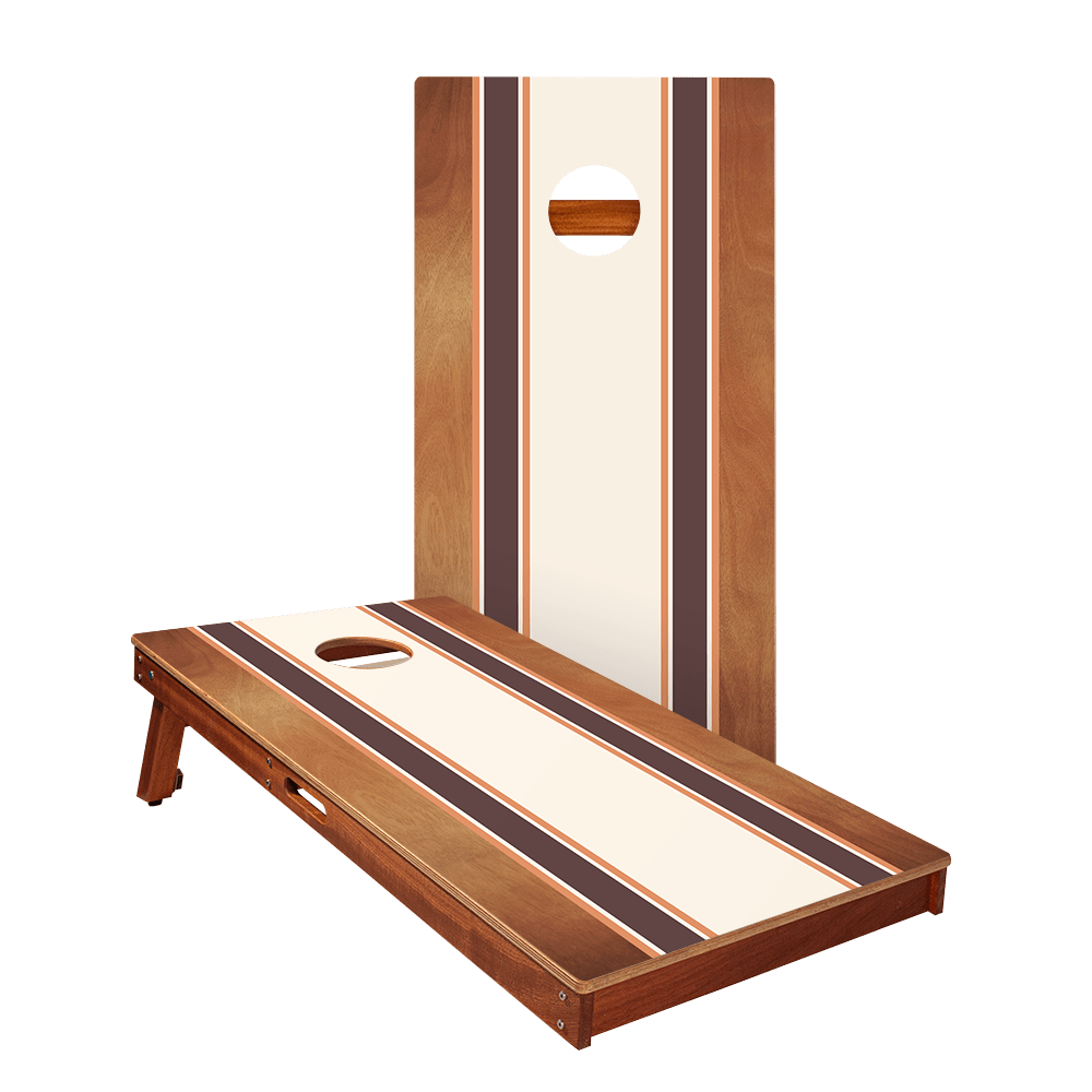 Classic Stripes Mahogany Brown and Orange Silver Series Cornhole Boards - American Cornhole Association