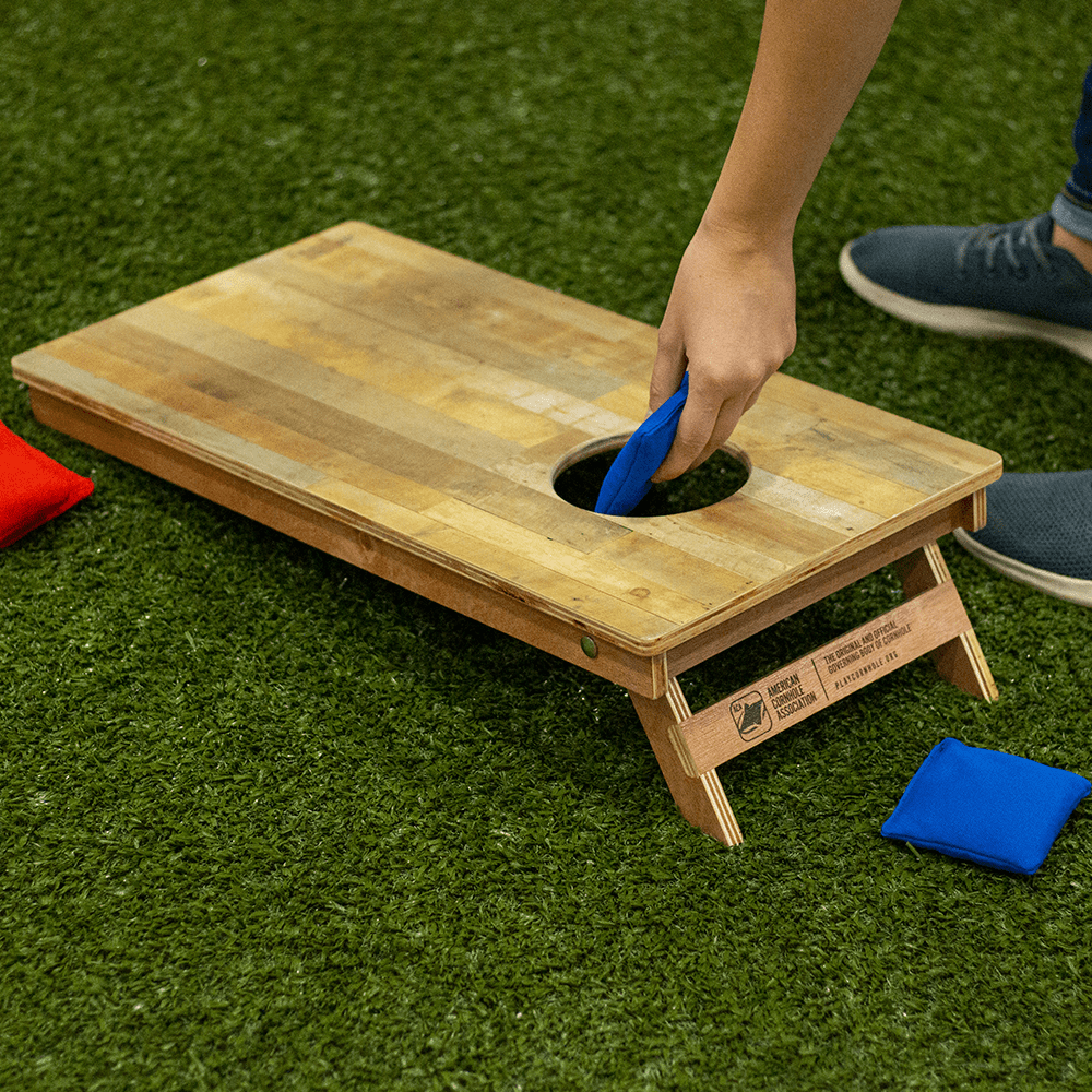 Classic Stripes Mahogany Cream, Blue, and Mauve Backyard 1x2 ft Cornhole Boards, - American Cornhole Association