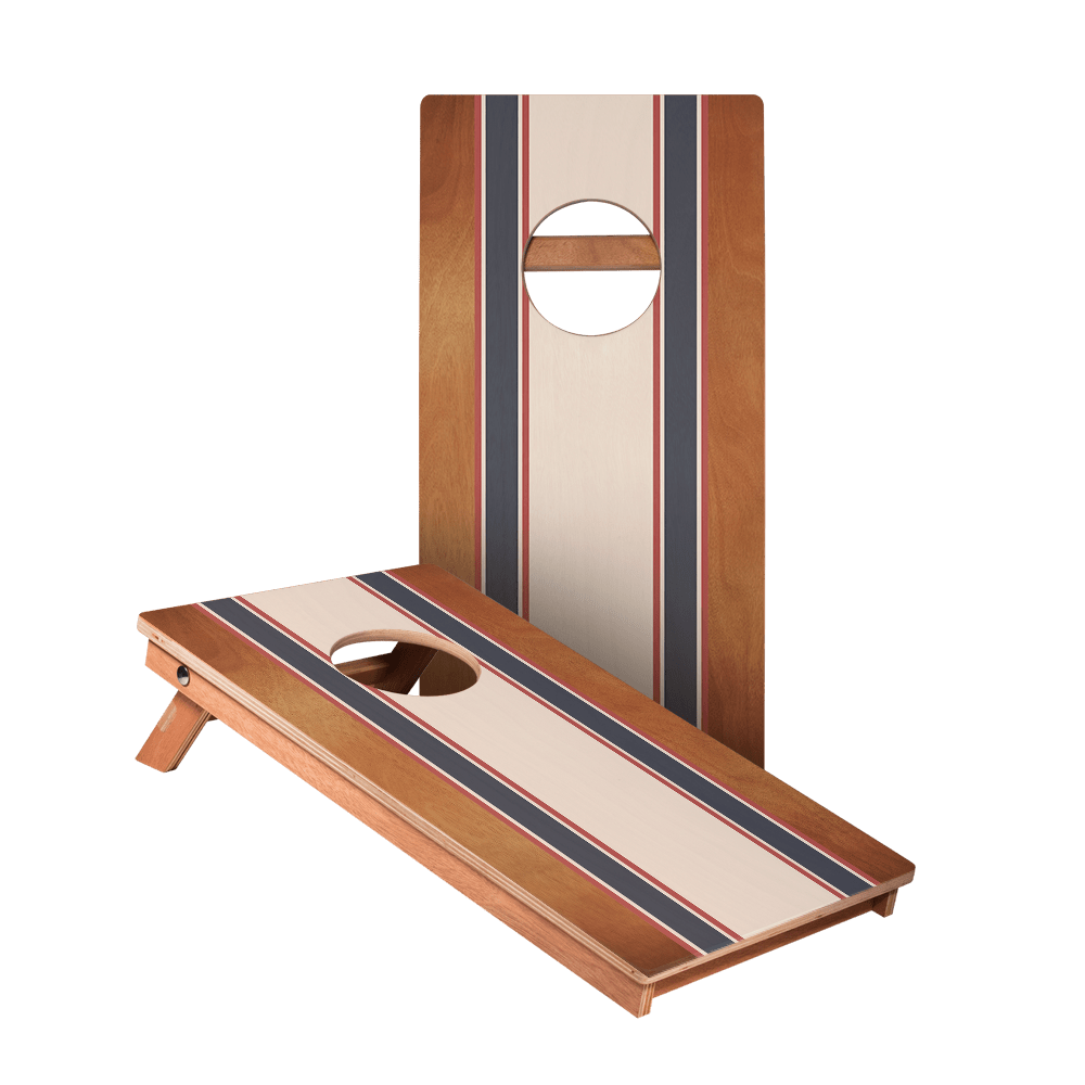 Classic Stripes Mahogany Cream, Blue, and Mauve Backyard 1x2 ft Cornhole Boards, - American Cornhole Association