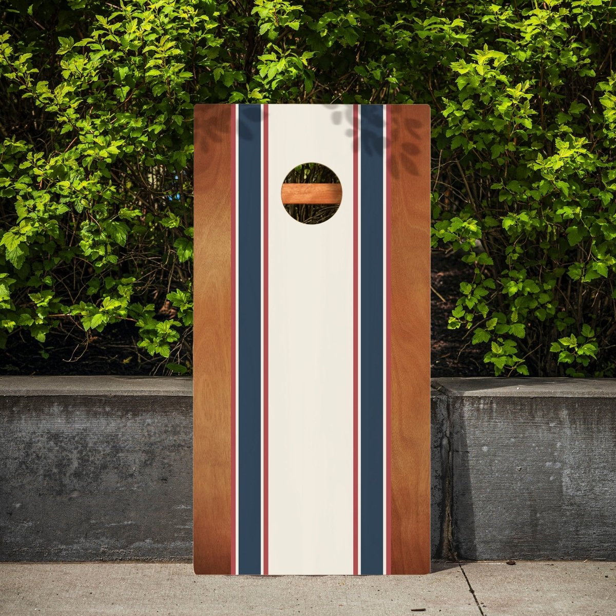 Classic Stripes Mahogany Cream, Blue, and Mauve Backyard 2400 Cornhole Boards - WACA-000423 | American Cornhole Association
