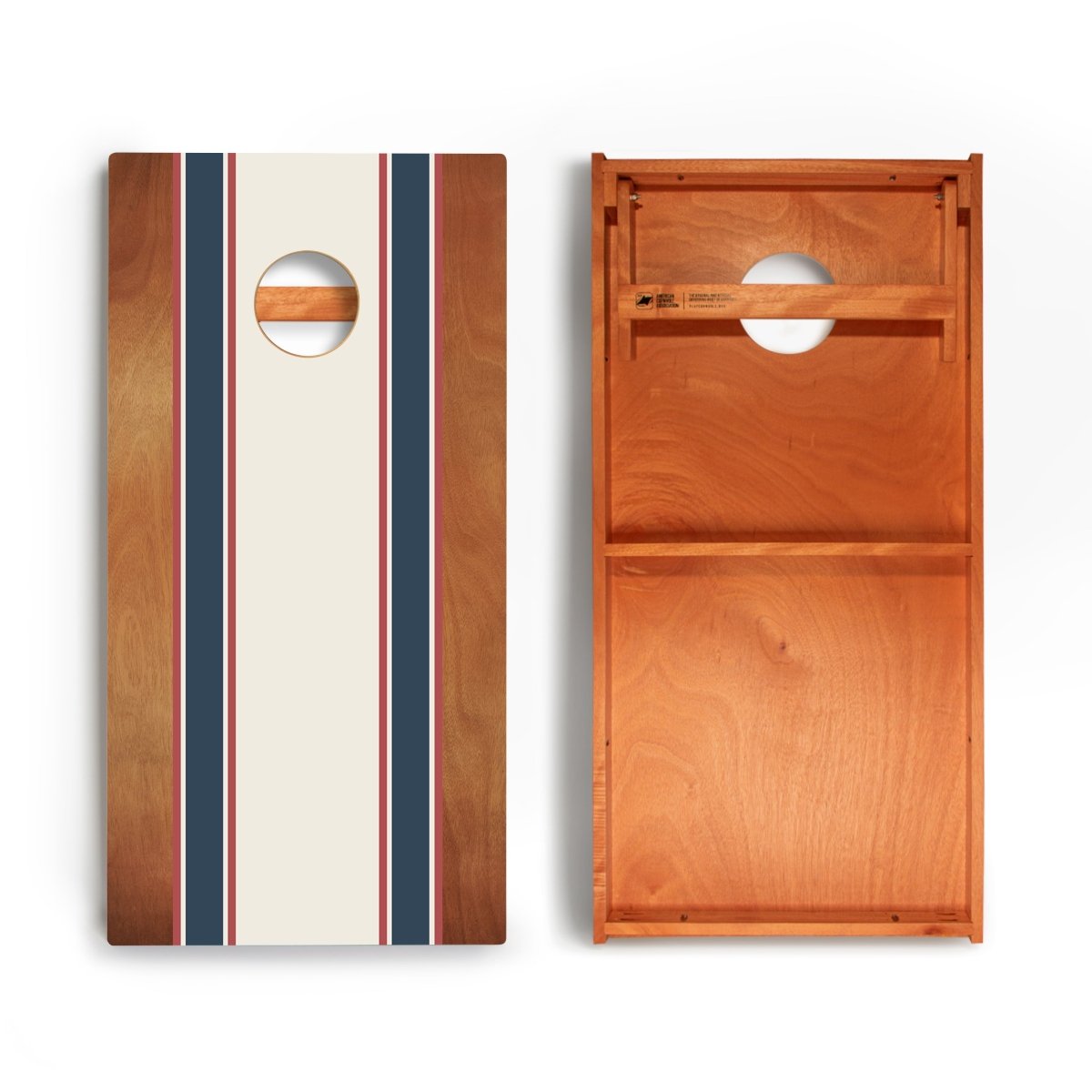 Classic Stripes Mahogany Cream, Blue, and Mauve Backyard 2400 Cornhole Boards - WACA-000423 | American Cornhole Association