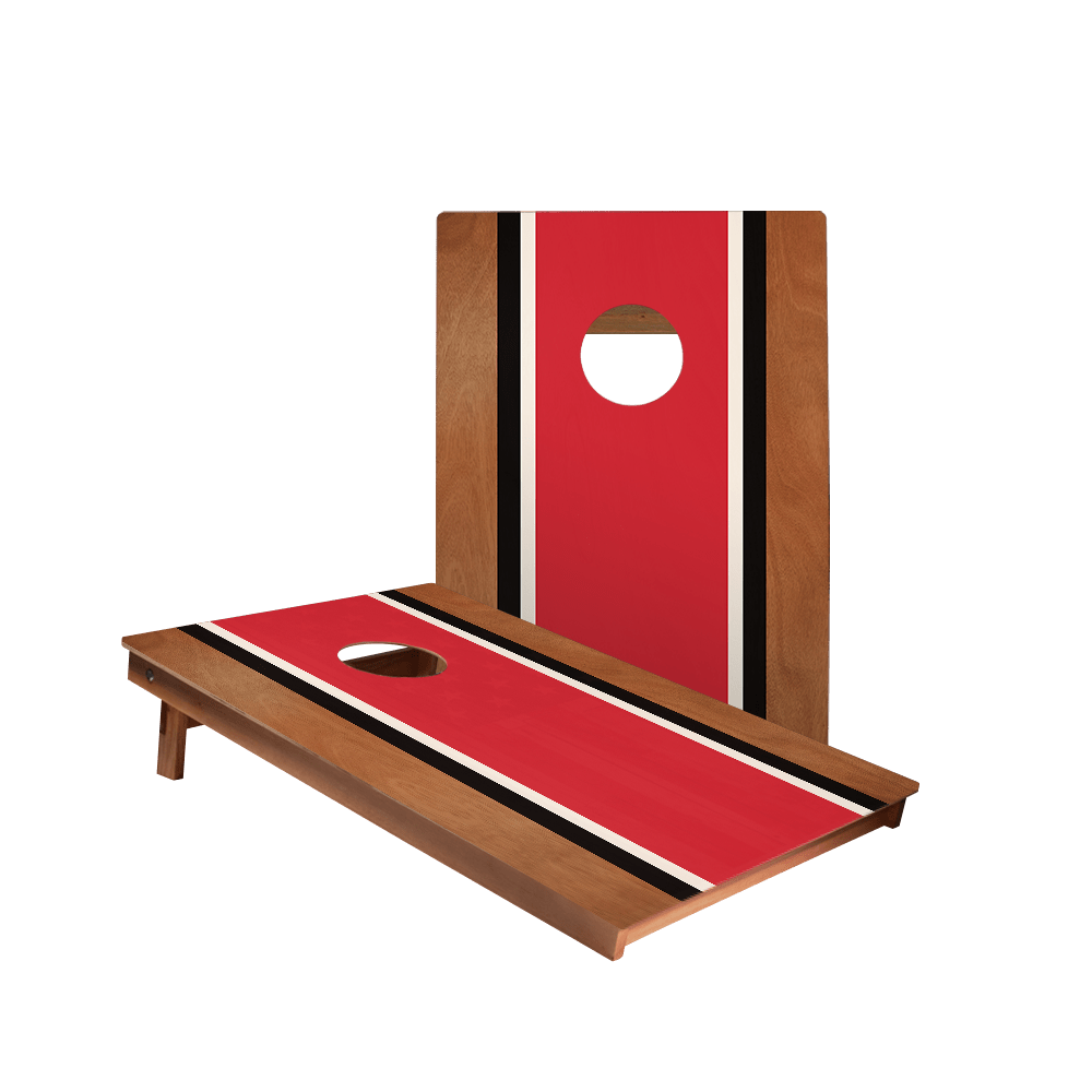 Classic Stripes Mahogany Red, Black, and White Backyard 2300 Cornhole Boards - American Cornhole Association