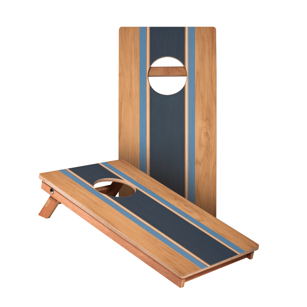 Classic Stripes Natural Wood Blues Backyard 1x2ft Cornhole Boards - American Cornhole Association