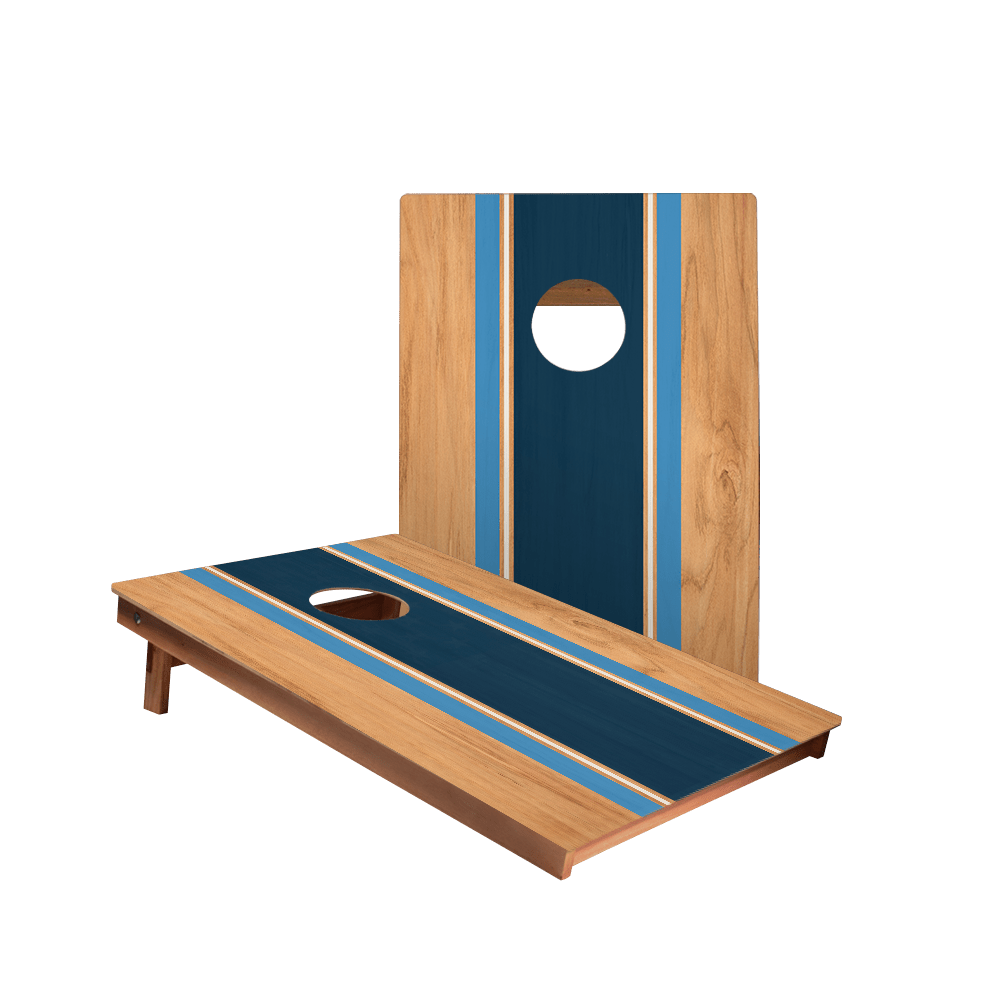 Classic Stripes Natural Wood Blues Backyard 2300 Cornhole Boards - American Cornhole Association