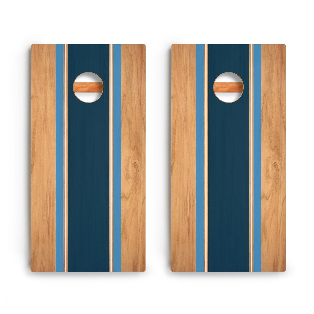 Classic Stripes Natural Wood Blues Backyard 2400 Cornhole Boards - WACA-000422 | American Cornhole Association