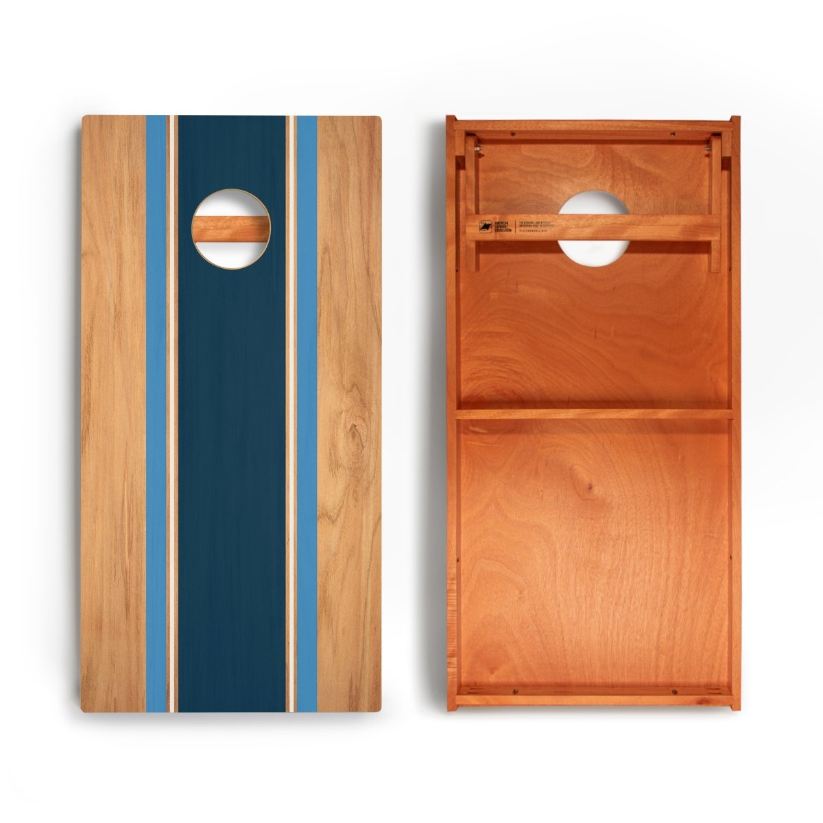 Classic Stripes Natural Wood Blues Backyard 2400 Cornhole Boards - WACA-000422 | American Cornhole Association