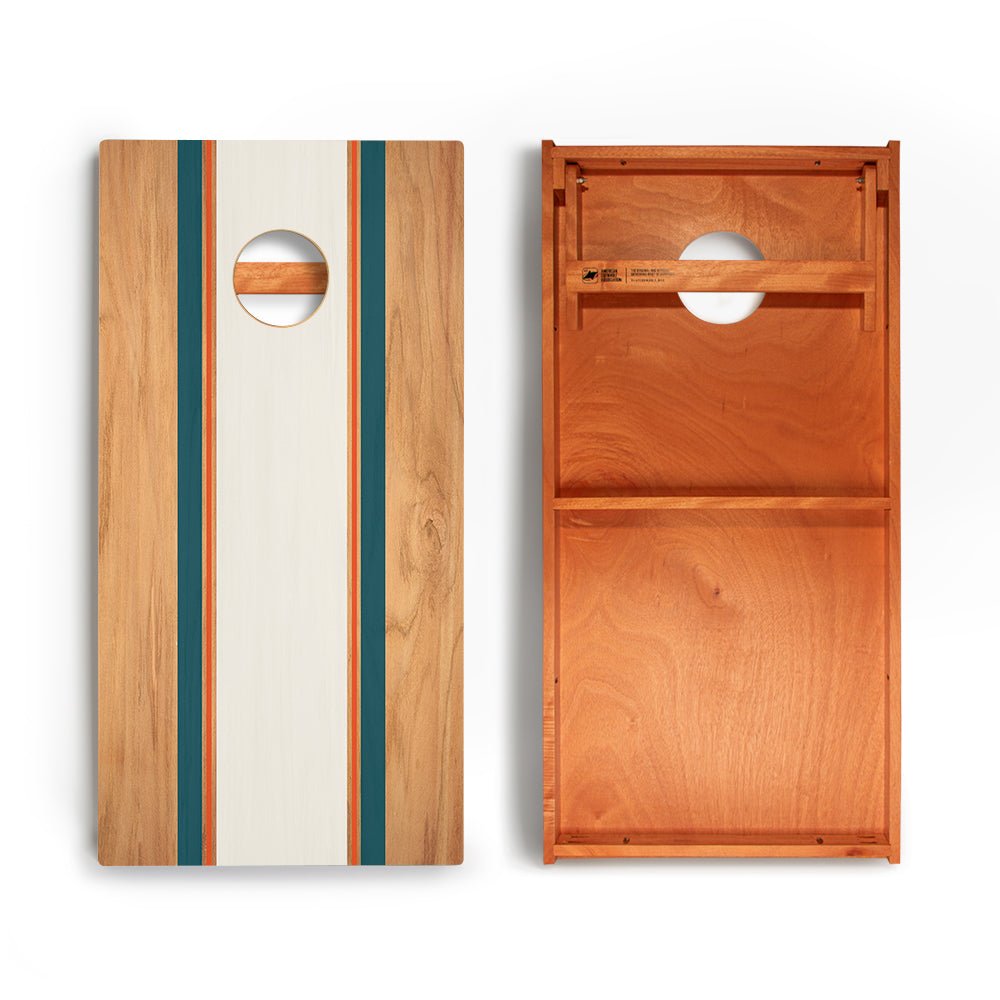 Classic Stripes Teal Orange Backyard 2400 Cornhole Boards - WACA-000463 | American Cornhole Association