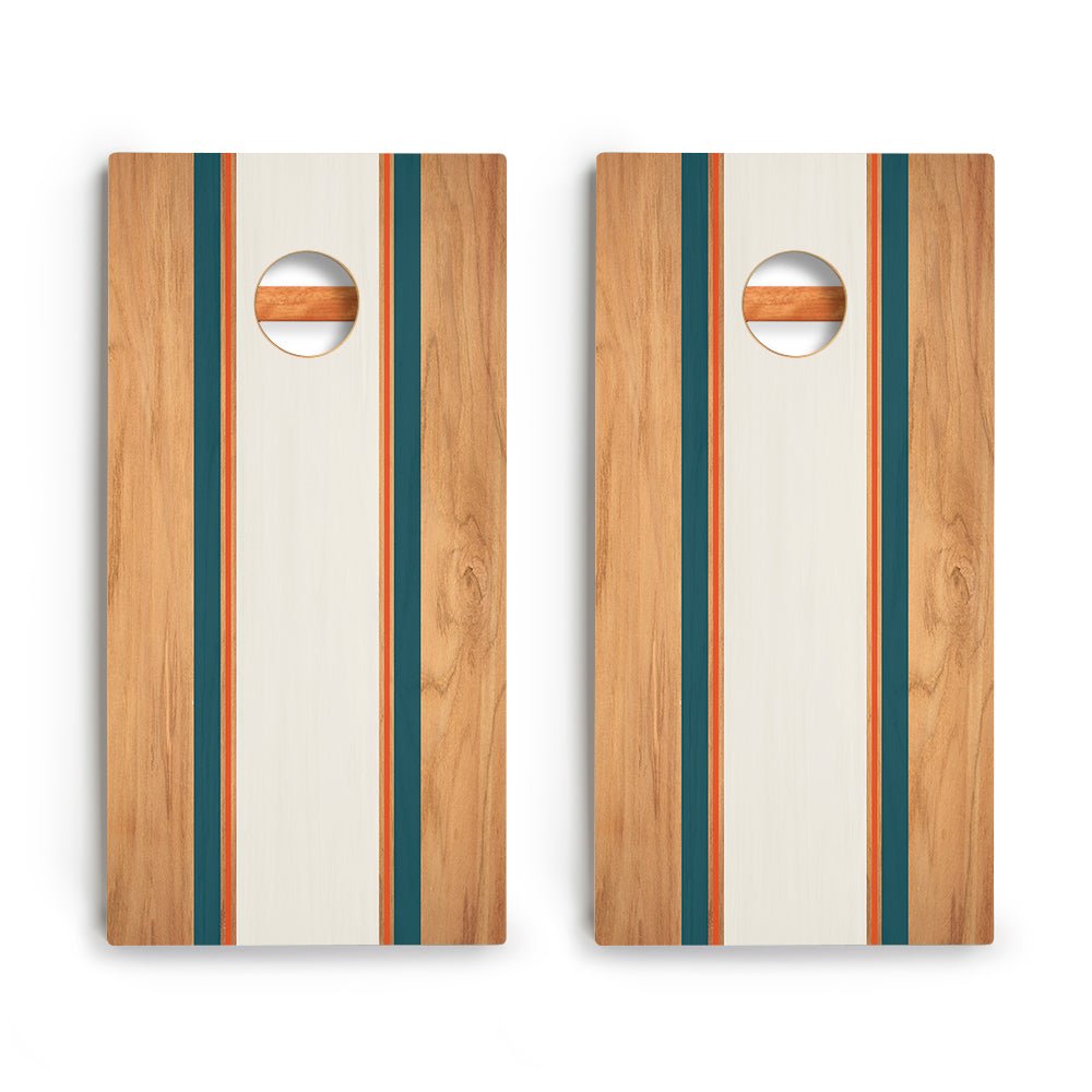 Classic Stripes Teal Orange Backyard 2400 Cornhole Boards - WACA-000463 | American Cornhole Association