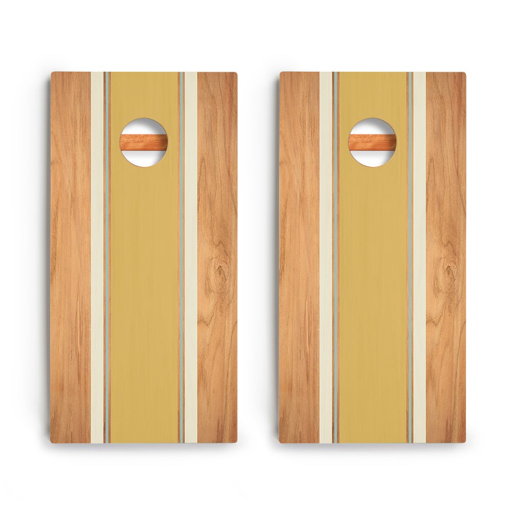 Classic Stripes Yellow White Blue Backyard 2400 Cornhole Boards - WACA-000464 | American Cornhole Association