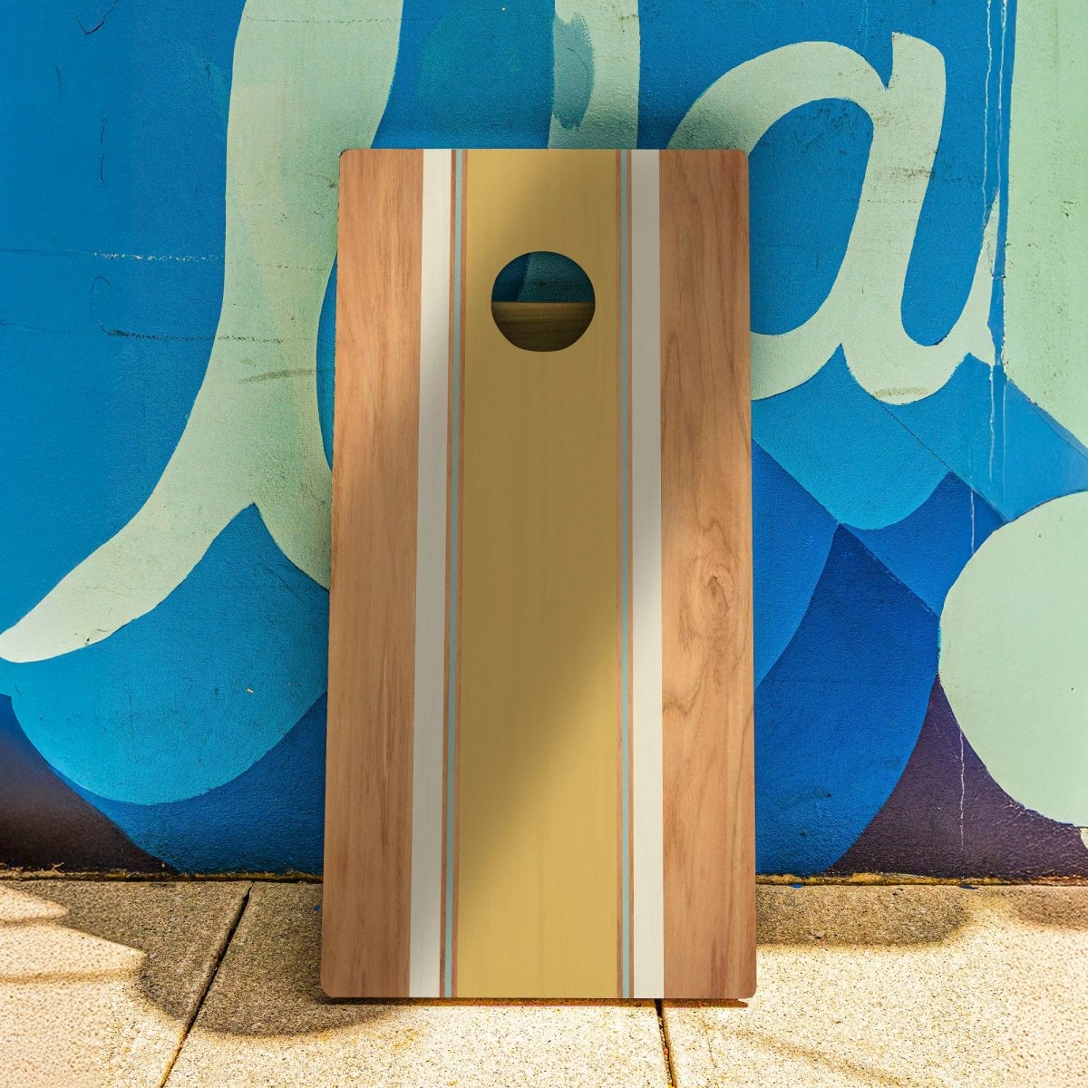 Classic Stripes Yellow White Blue Backyard 2400 Cornhole Boards - WACA-000464 | American Cornhole Association