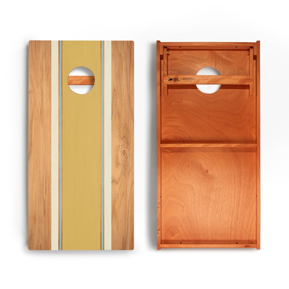 Classic Stripes Yellow White Blue Backyard 2400 Cornhole Boards - WACA-000464 | American Cornhole Association