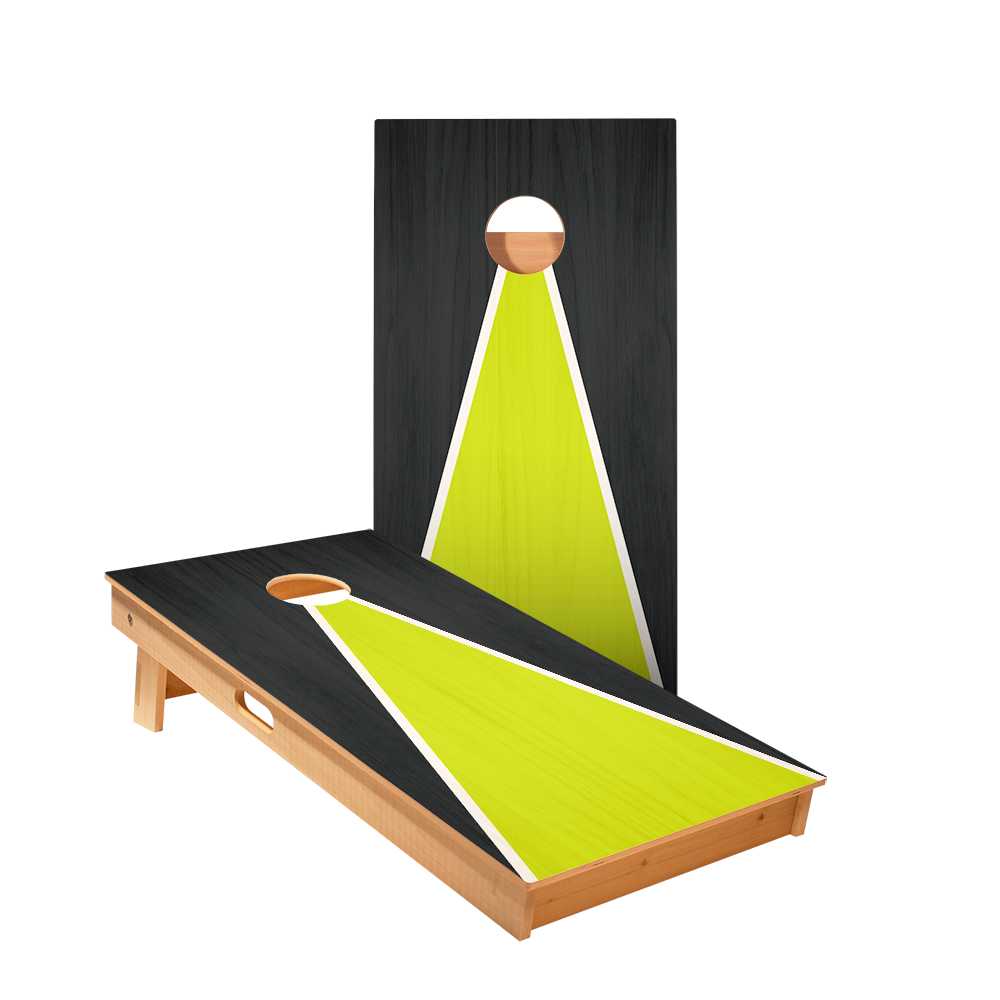 Classic Triangle - Black and Neon Green Star Cornhole Boards