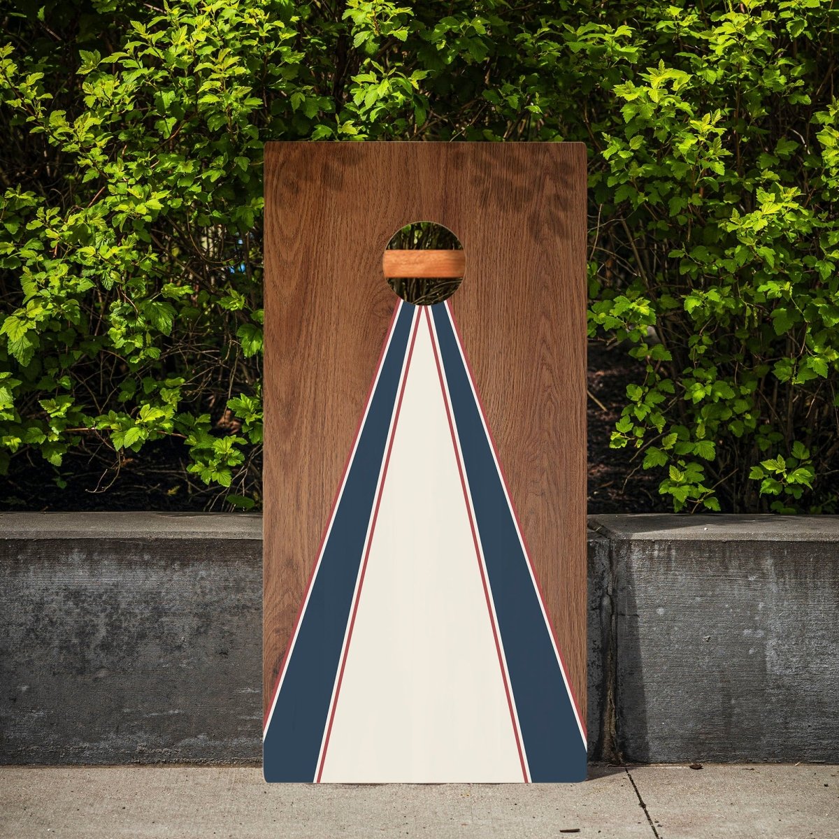 Classic Triangle Blue Mauve and Ivory Stripes Backyard 2400 Cornhole Boards - WACA-000456 | American Cornhole Association