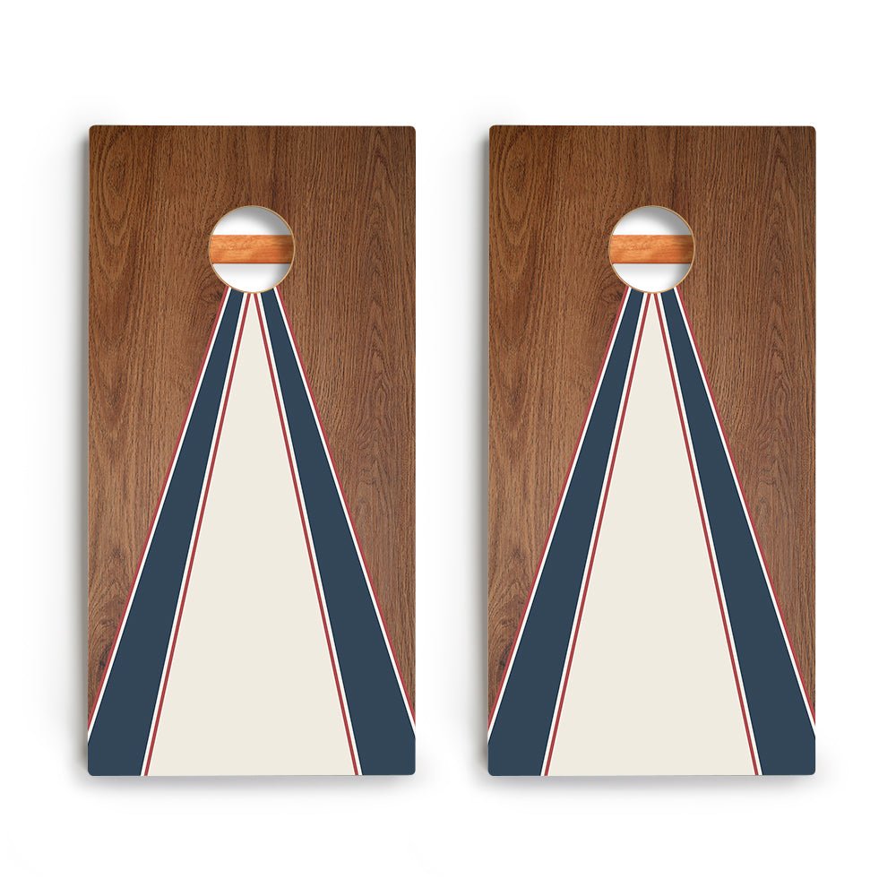 Classic Triangle Blue Mauve and Ivory Stripes Backyard 2400 Cornhole Boards - WACA-000456 | American Cornhole Association