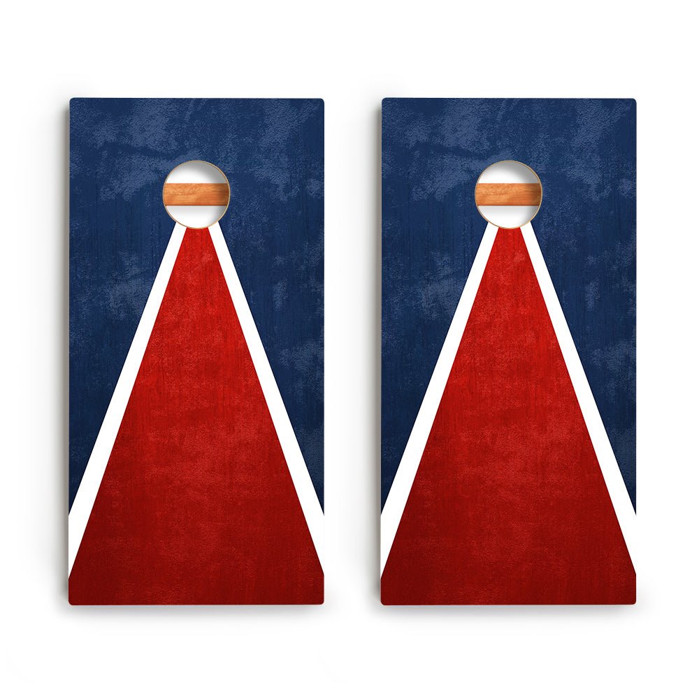 Classic Triangle Blue White Red Distressed Backyard 2400 Cornhole Boards - WACA-000458 | American Cornhole Association