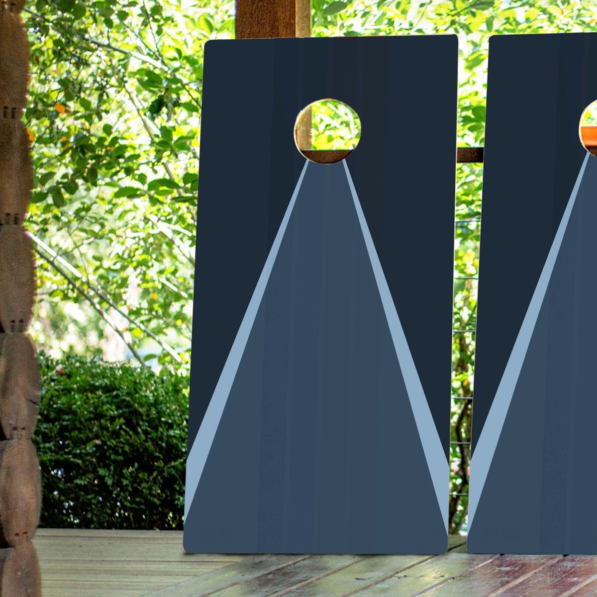 Classic Triangle Monotone Blue Backyard 2400 Cornhole Boards - WACA-000459 | American Cornhole Association