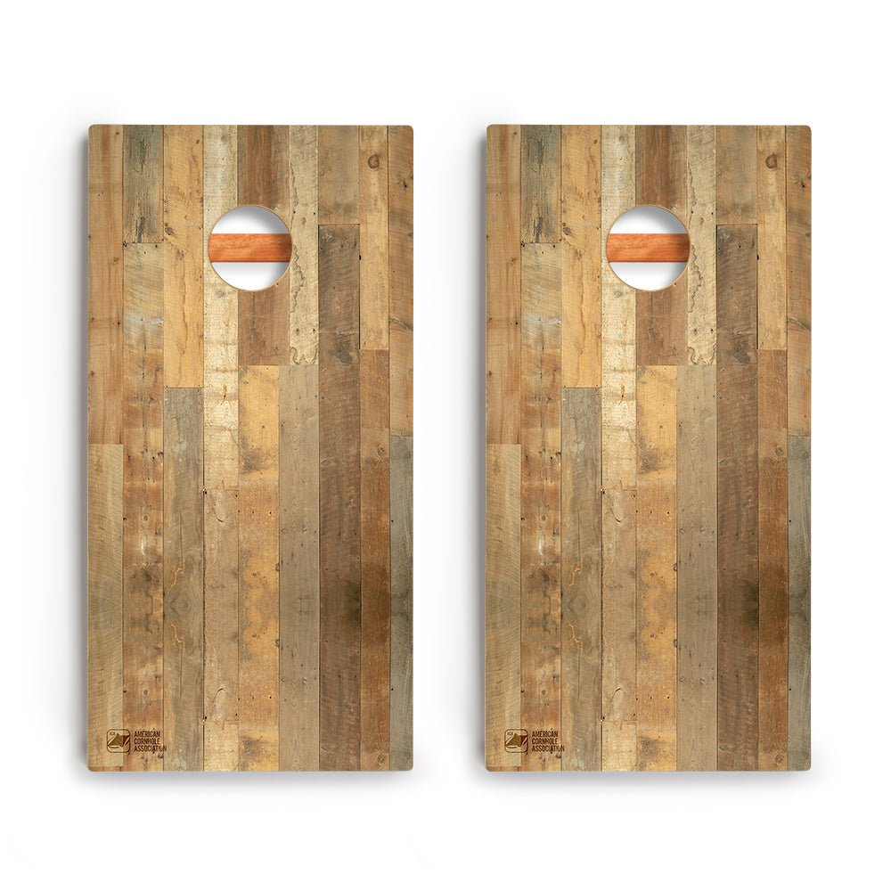 Distressed Wood Backyard 2400 Cornhole Boards - WACA-000415 | American Cornhole Association