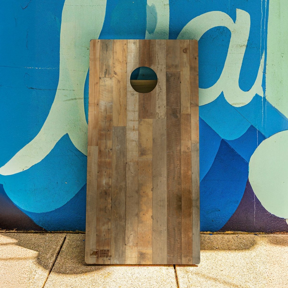Distressed Wood Backyard 2400 Cornhole Boards - WACA-000415 | American Cornhole Association