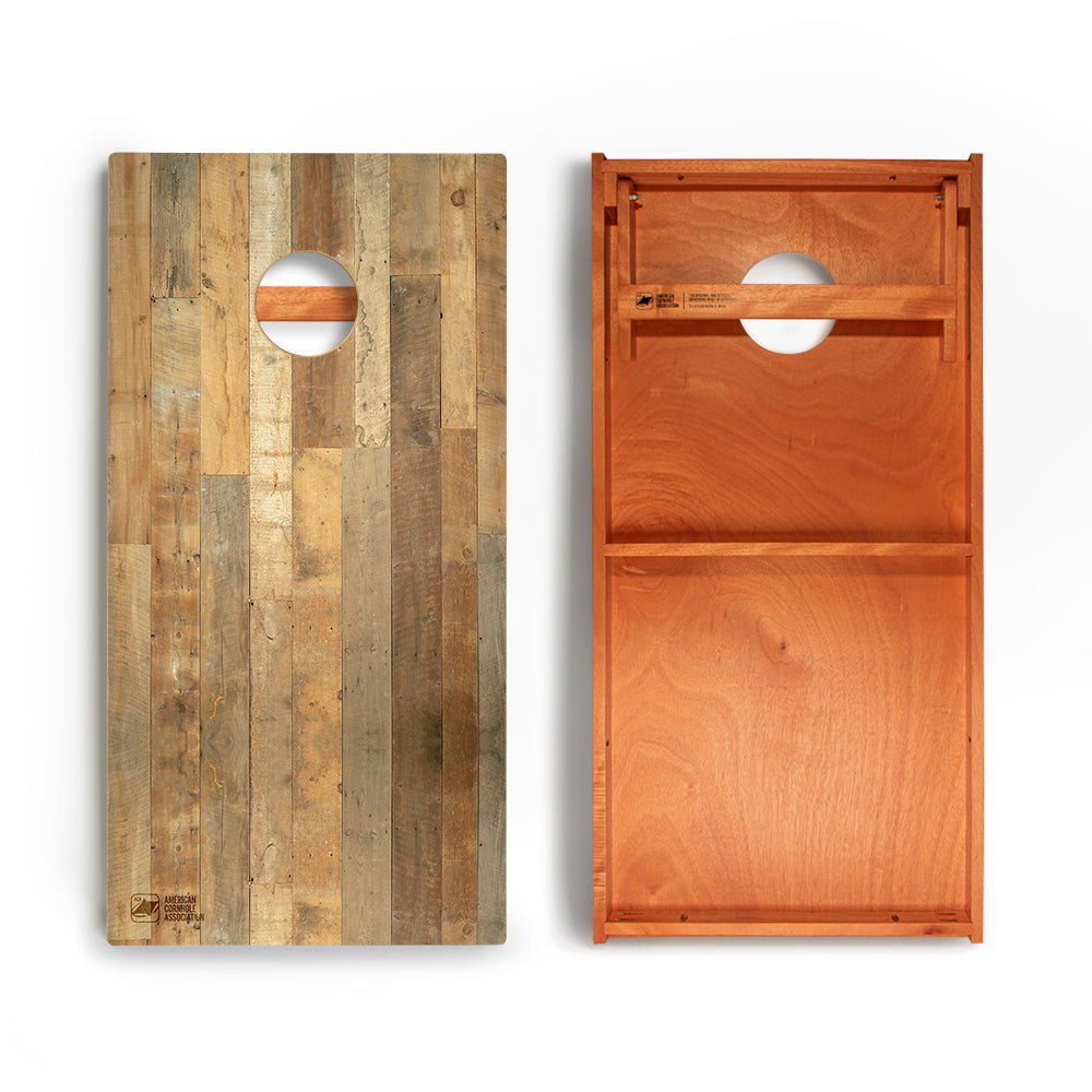 Distressed Wood Backyard 2400 Cornhole Boards - WACA-000415 | American Cornhole Association