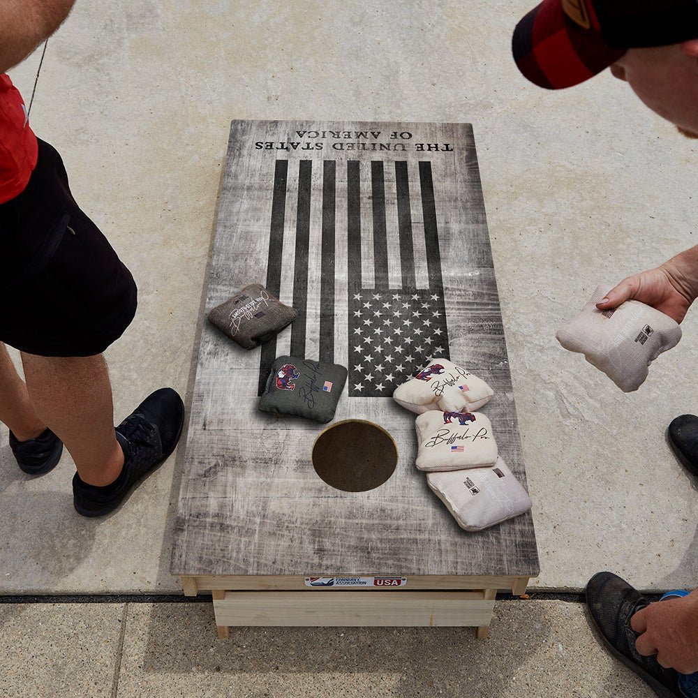 Full American Black Flag Star Cornhole Boards - ACA - 000298 | American Cornhole Association