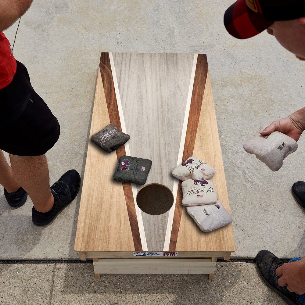 Full Triangle - Natural and Gray Wood Star Cornhole Boards - ACA - 000439 | American Cornhole Association