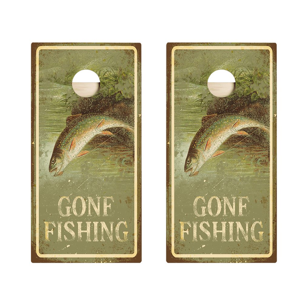 Gone Fishin Sign Star Cornhole Boards - ACA - 000389 | American Cornhole Association