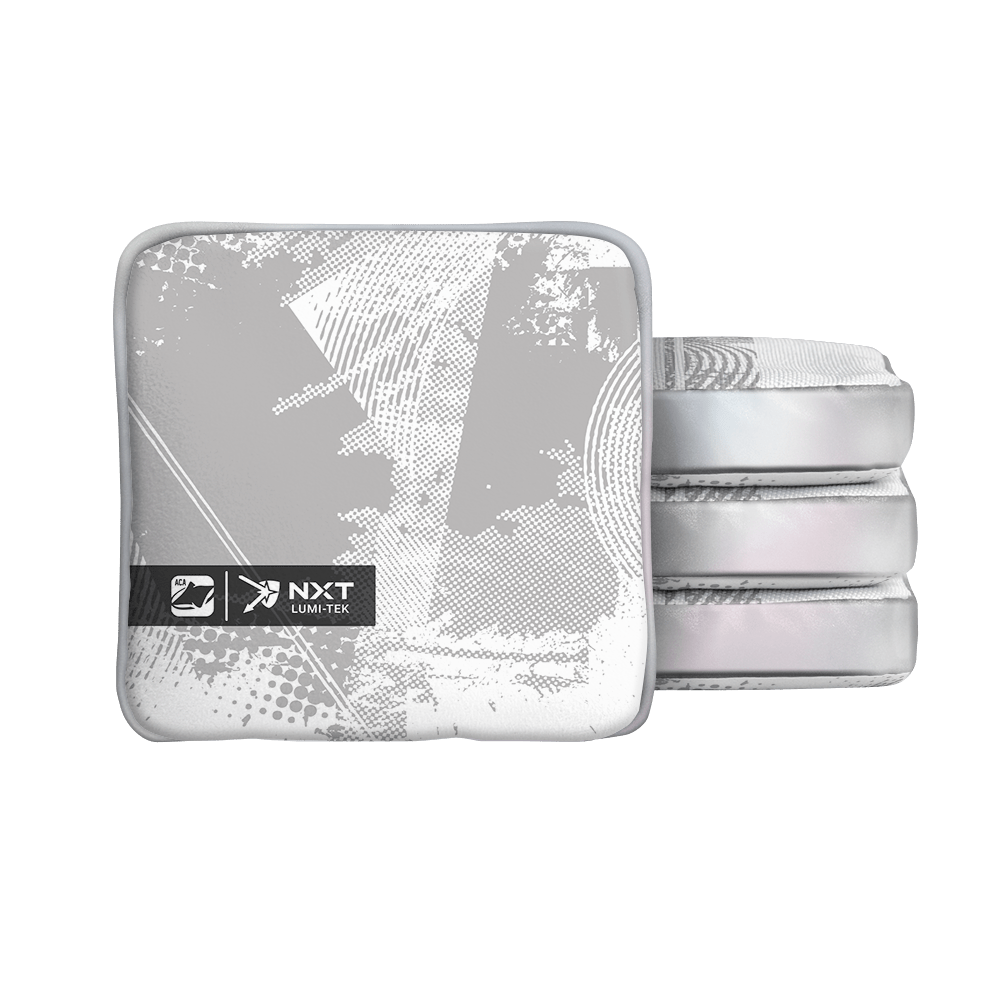 Grunge White NXT Lumi - Tek Cornhole Bags, - American Cornhole Association