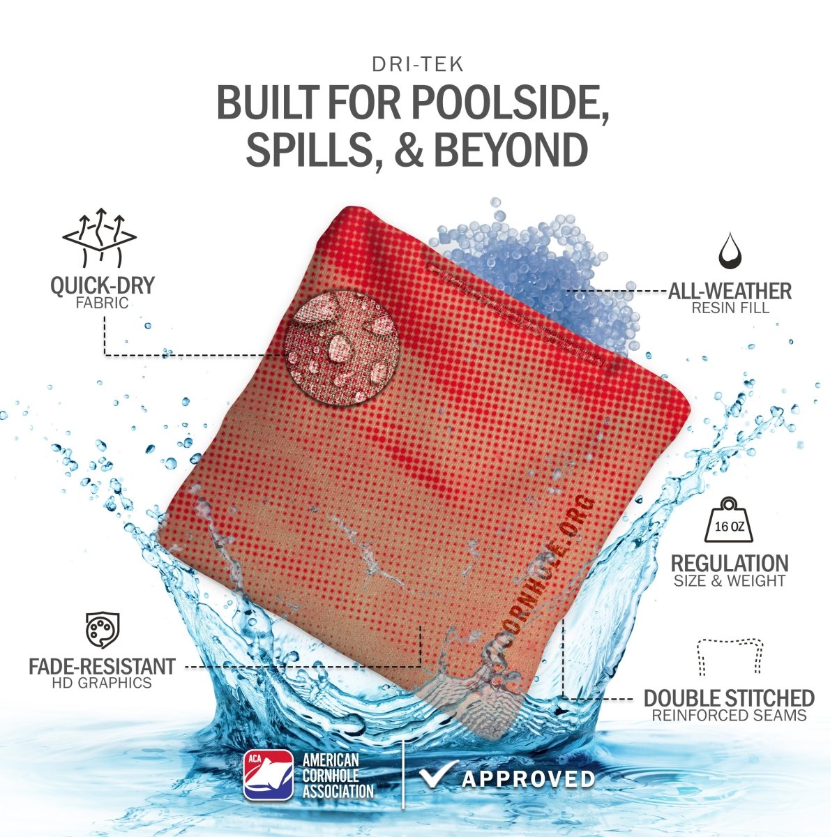 Halftone Horizon Red NXT Dri-Tek Cornhole Bags - NXTDT-002 | American Cornhole Association