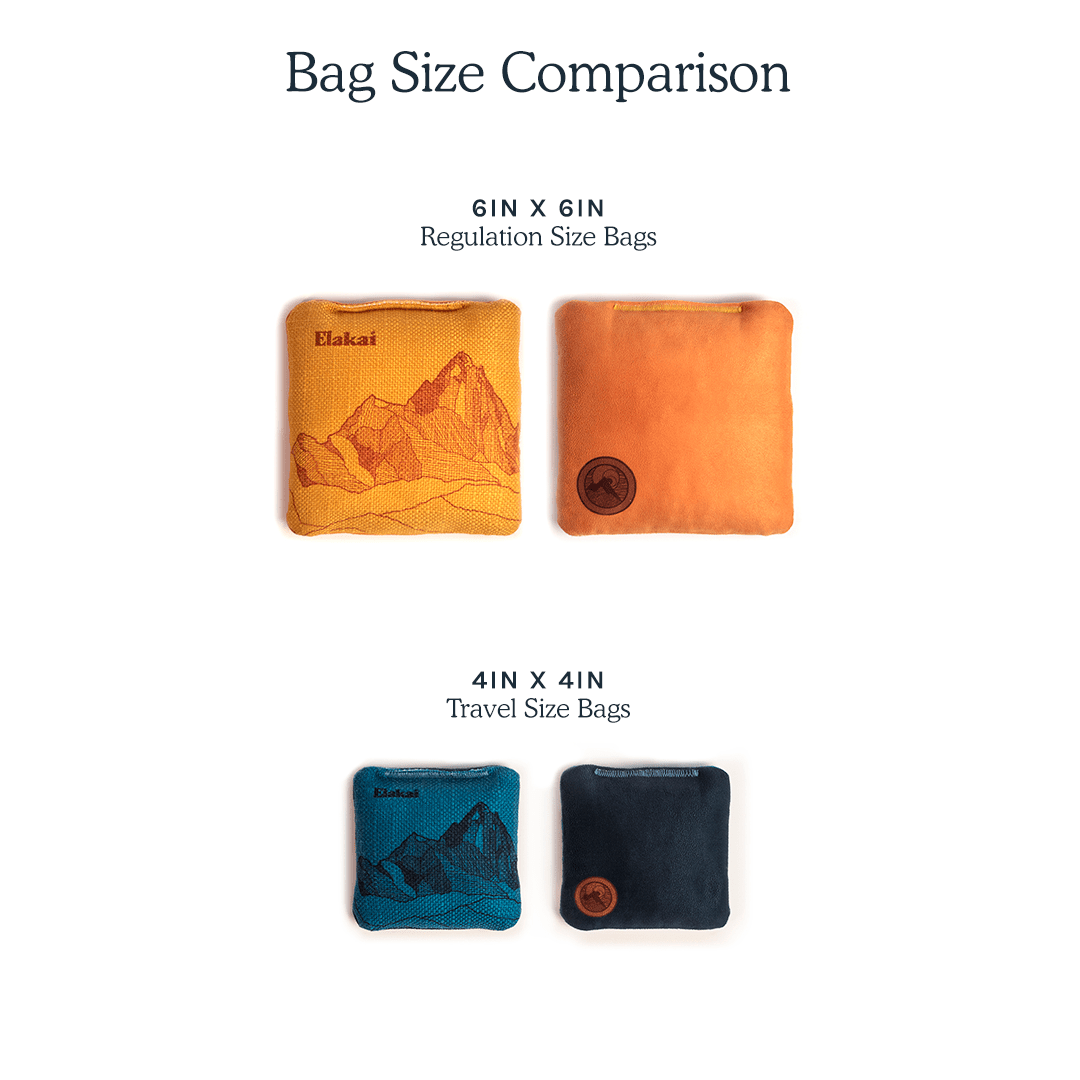 Herringbone Cornhole Bags, Black, Size Comparison - American Cornhole Association