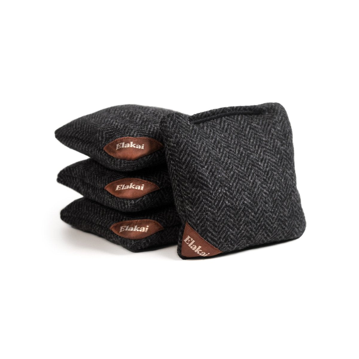 Herringbone Travel - Size Cornhole Bags, Black - American Cornhole Association