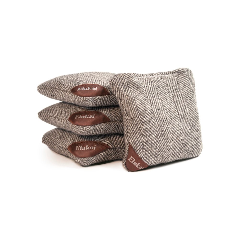 Herringbone Travel - Size Cornhole Bags, Gray Dove - American Cornhole Association