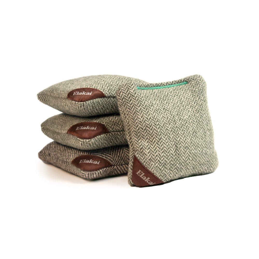 Herringbone Travel - Size Cornhole Bags, Green Sprout - American Cornhole Association