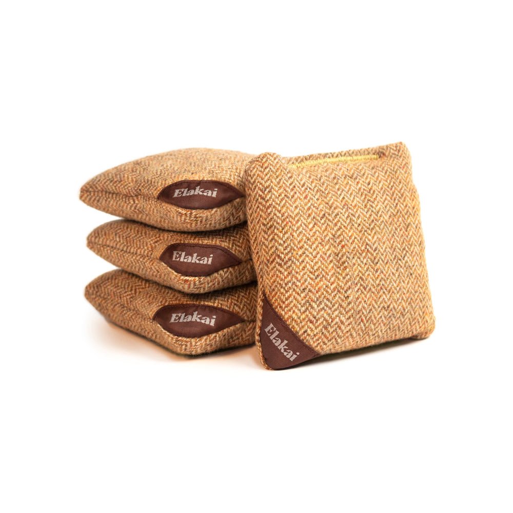 Herringbone Travel - Size Cornhole Bags, Yellow Ochre - American Cornhole Association