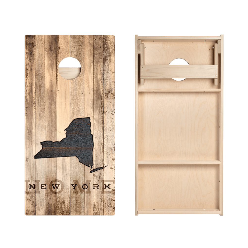 Home State Rustic Wood New York Star Cornhole Boards - ACA - 000354 | American Cornhole Association