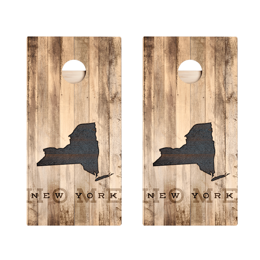 Home State Rustic Wood New York Star Cornhole Boards - ACA - 000354 | American Cornhole Association