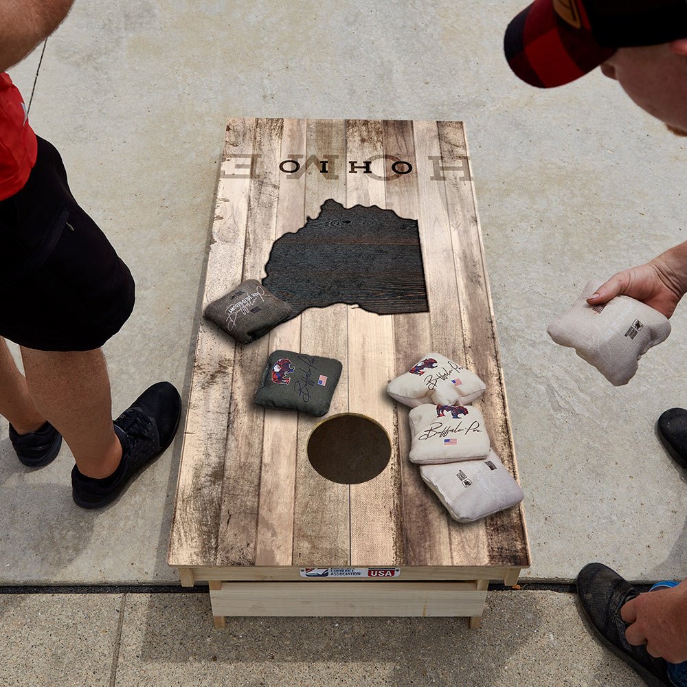Home State Rustic Wood Ohio Star Cornhole Boards - ACA - 000355 | American Cornhole Association