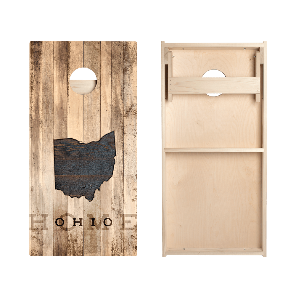 Home State Rustic Wood Ohio Star Cornhole Boards - ACA - 000355 | American Cornhole Association