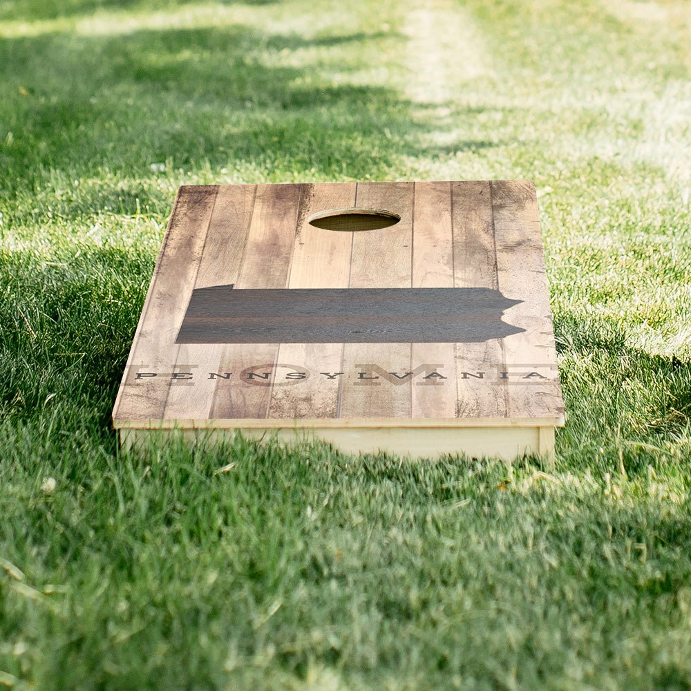 Home State Rustic Wood Pennsylvania Star Cornhole Boards - ACA - 000356 | American Cornhole Association