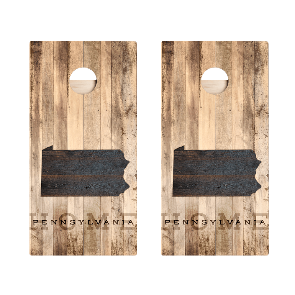 Home State Rustic Wood Pennsylvania Star Cornhole Boards - ACA - 000356 | American Cornhole Association