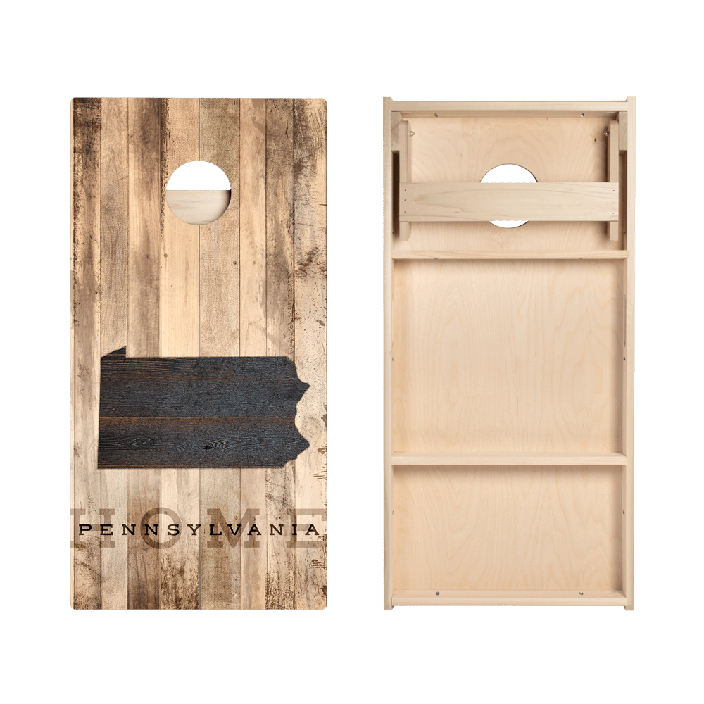 Home State Rustic Wood Pennsylvania Star Cornhole Boards - ACA - 000356 | American Cornhole Association