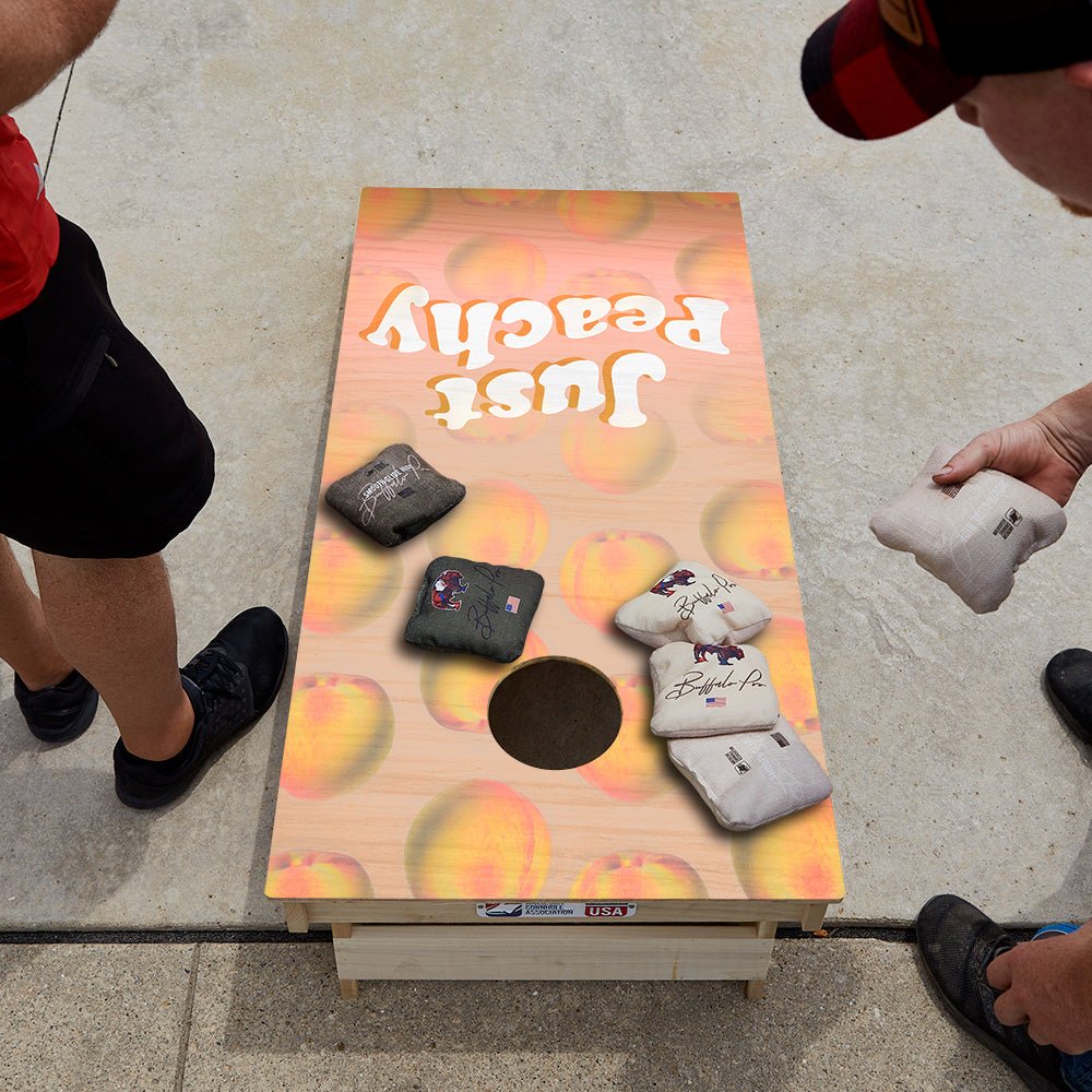 Just Peachy Star Cornhole Boards - ACA - 000277 | American Cornhole Association