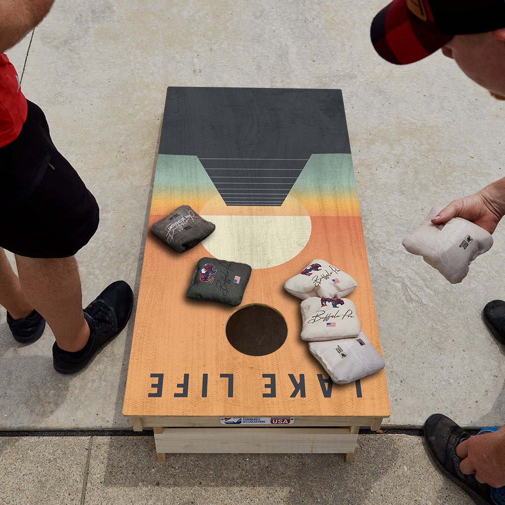 Lake Life Sunset Star Cornhole Boards - ACA - 000552 | American Cornhole Association
