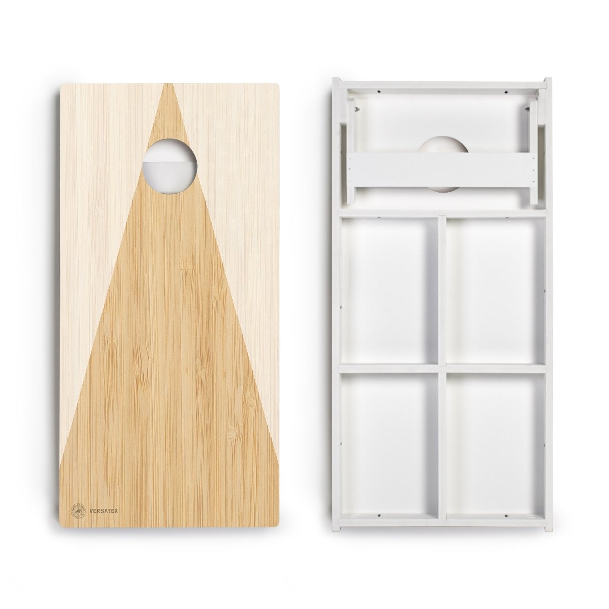 Light Wood Triangle Versatex All-Weather Cornhole Boards - POLY-012 | American Cornhole Association