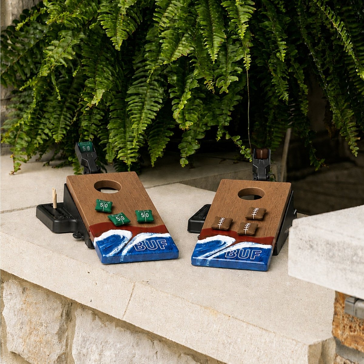 Mini Tabletop Resin Cornhole Set | Gameday Collection - Buffalo EGDC-08 | American Cornhole Association