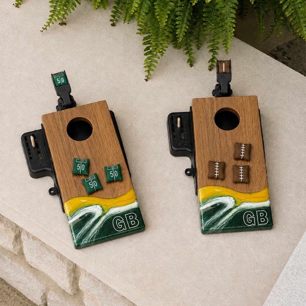 Mini Tabletop Resin Cornhole Set | Gameday Collection - Green Bay EGDC-03 | American Cornhole Association