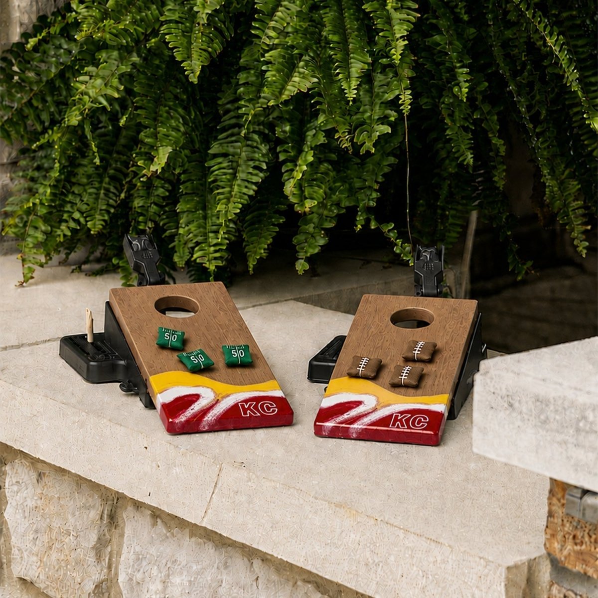 Mini Tabletop Resin Cornhole Set | Gameday Collection - Kansas City EGDC-02 | American Cornhole Association
