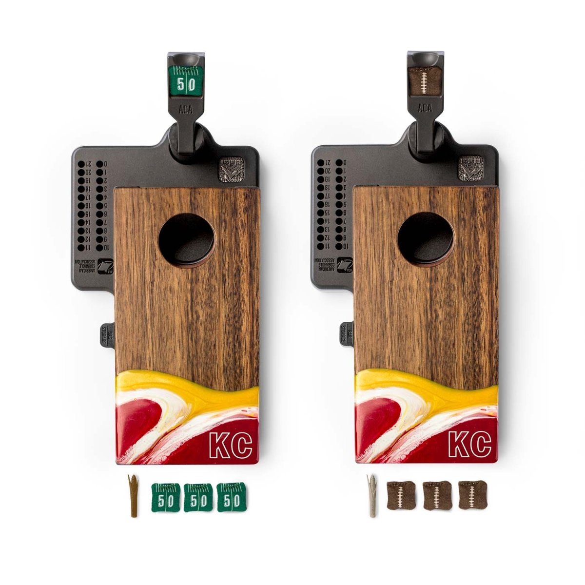 Mini Tabletop Resin Cornhole Set | Gameday Collection - Kansas City EGDC-02 | American Cornhole Association
