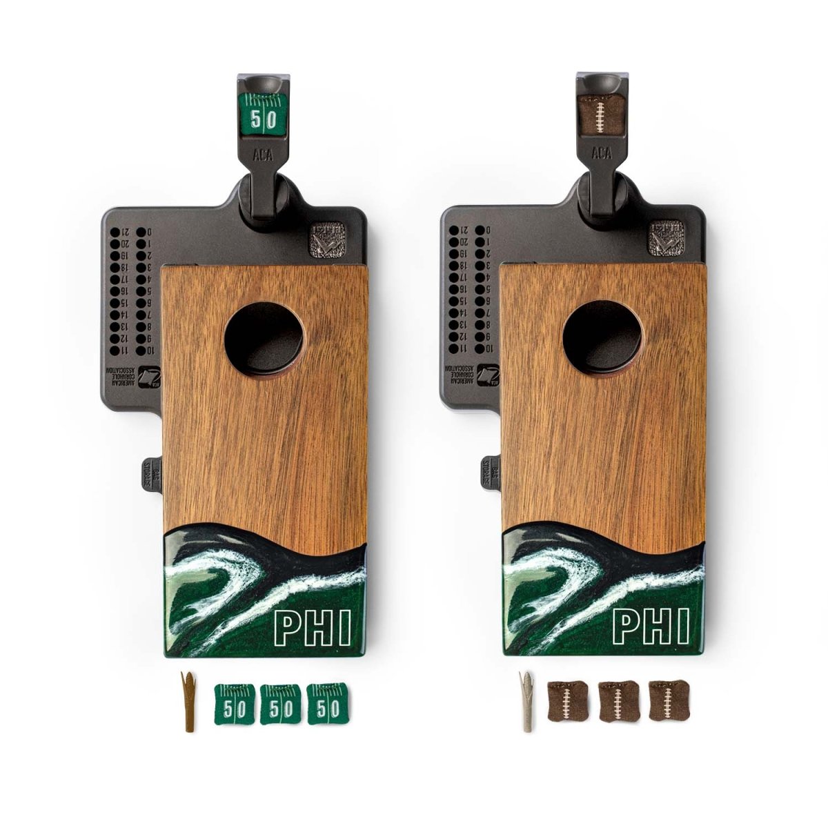 Mini Tabletop Resin Cornhole Set | Gameday Collection - Philadelphia EGDC-05 | American Cornhole Association