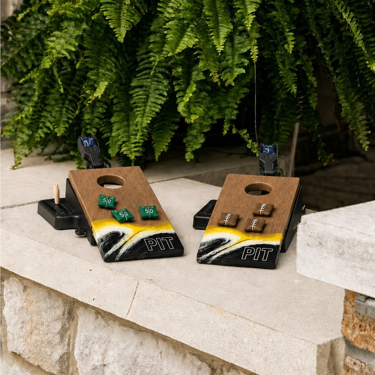 Mini Tabletop Resin Cornhole Set | Gameday Collection - Pittsburgh EGDC-04 | American Cornhole Association