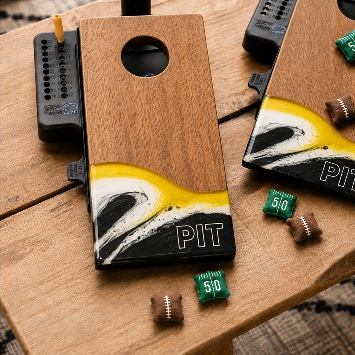 Mini Tabletop Resin Cornhole Set | Gameday Collection - Pittsburgh EGDC-04 | American Cornhole Association